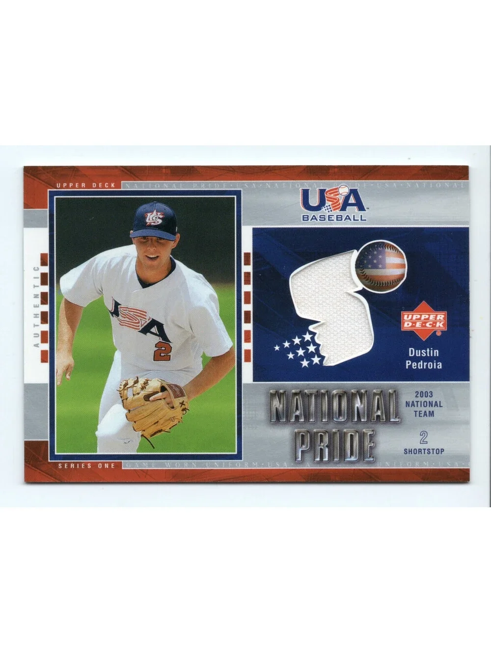 2004 Upper Deck National Pride Series 1 Dustin Pedroia Relic patch